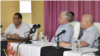 De izq. a der. Liván Izquierdo Alonso, Miguel Díaz-Canel y Roberto Morales Ojeda. En la destitución del primero no se mencionan "errores" como ha ocurrido con otros funcionarios removidos recientemente.