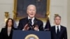 El presidente Joe Biden, junto a vicepresidenta Kamala Harris y el secretario de Estado Antony Blinken, el 10 de octubre del 2023. (REUTERS/Jonathan Ernst/File Photo).
