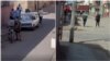 Arresto en Santiago de Cuba (izq) mientras en Colón sitúan camión para quitar visibilidad al registro