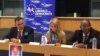 De izquierda a derecha, José Daniel Ferrer, Dita Charanzová y Manuel Cuesta Morúa en un panel del Parlamento Europeo.