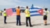El vuelo inaugural de Jet Blue a Santa Clara el 31 de agosto de 2016.